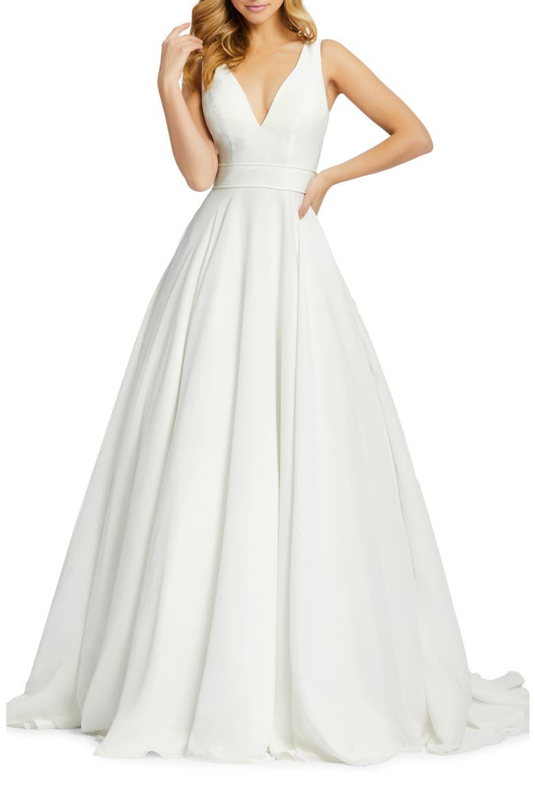 Chiffon Ballgown, Main, color, WHITE