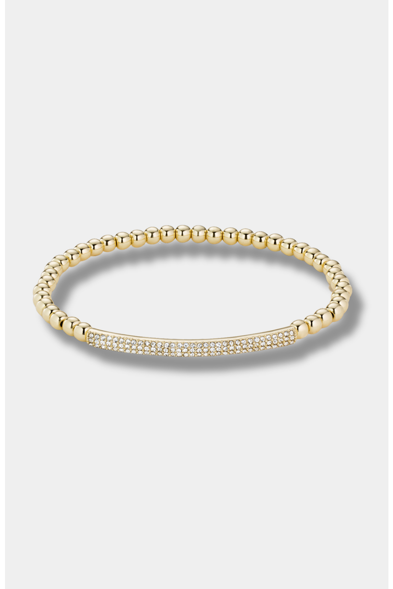 Tribute Beaded Stretch Bracelet with Pave Bar, Main, color, Gold