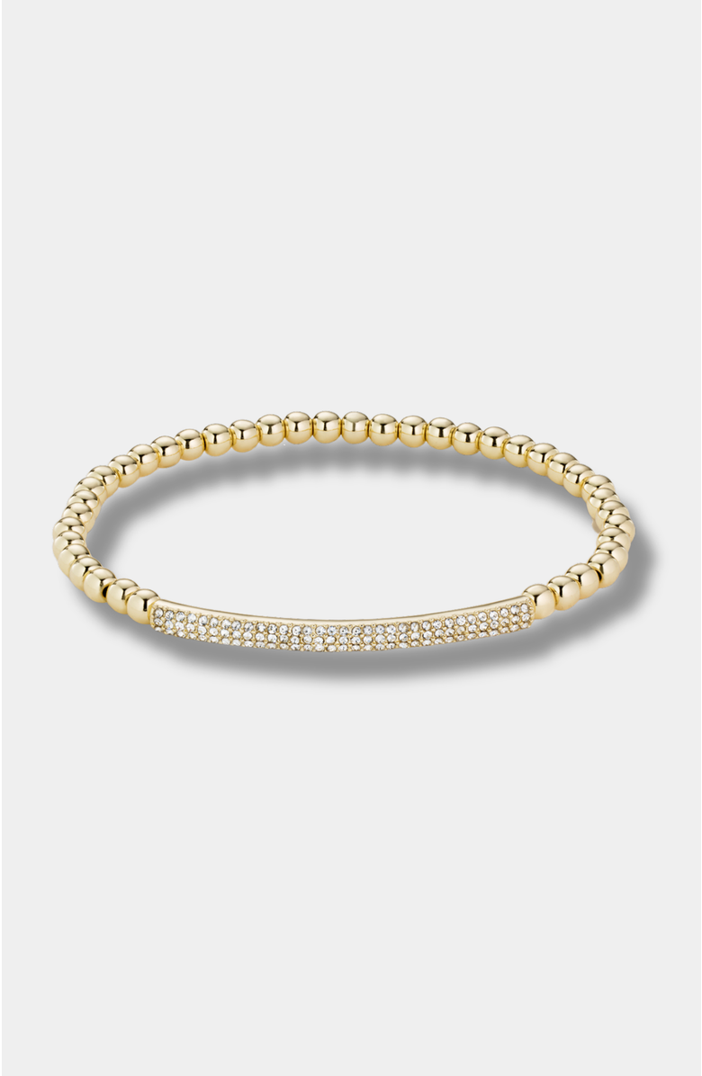 Stella & Dot Tribute Beaded Stretch Bracelet with Pave Bar, Main, color, Gold