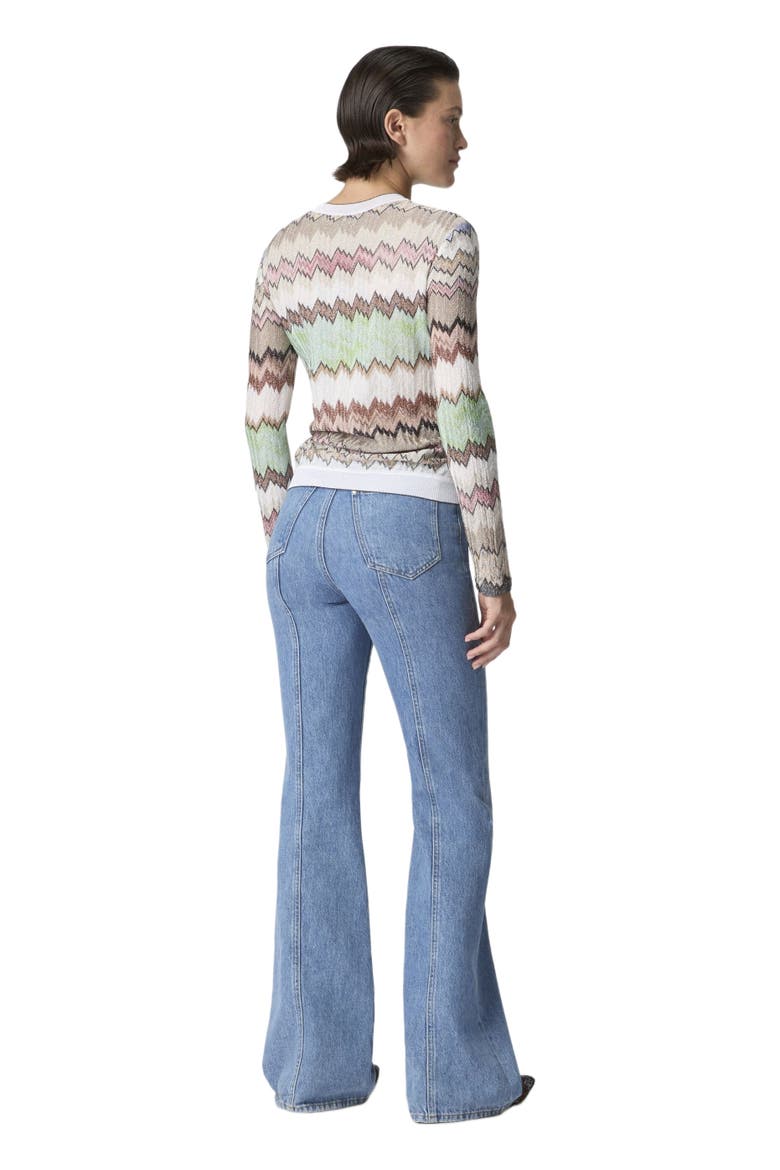 Crew-neck Knit Top In Viscose Lamé With Contrast Trims, Alternate, color, Multicoloured