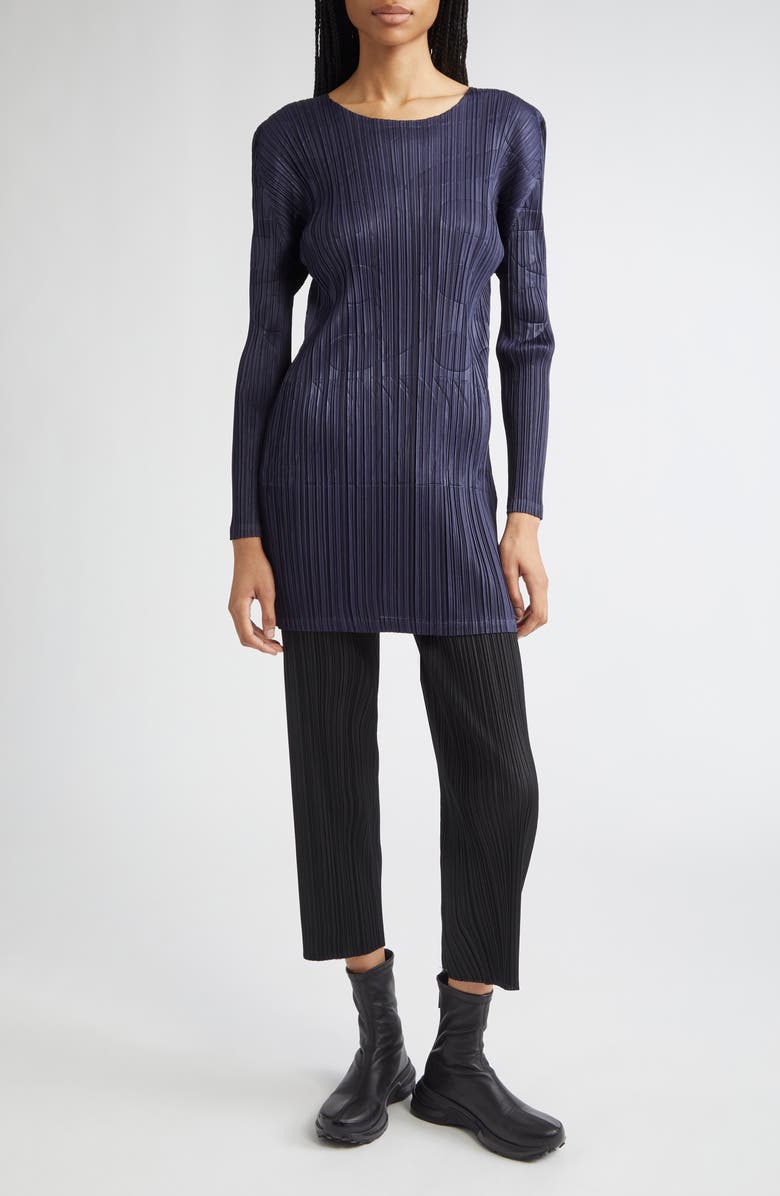 Pleats Please Issey Miyake Pleated Ankle Pants, Alternate, color, Black