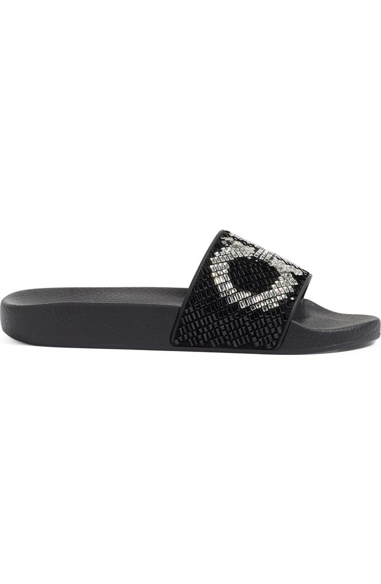 FERRAGAMO Salvatore Ferragamo Crystal Logo Slide Sandal, Alternate, color,