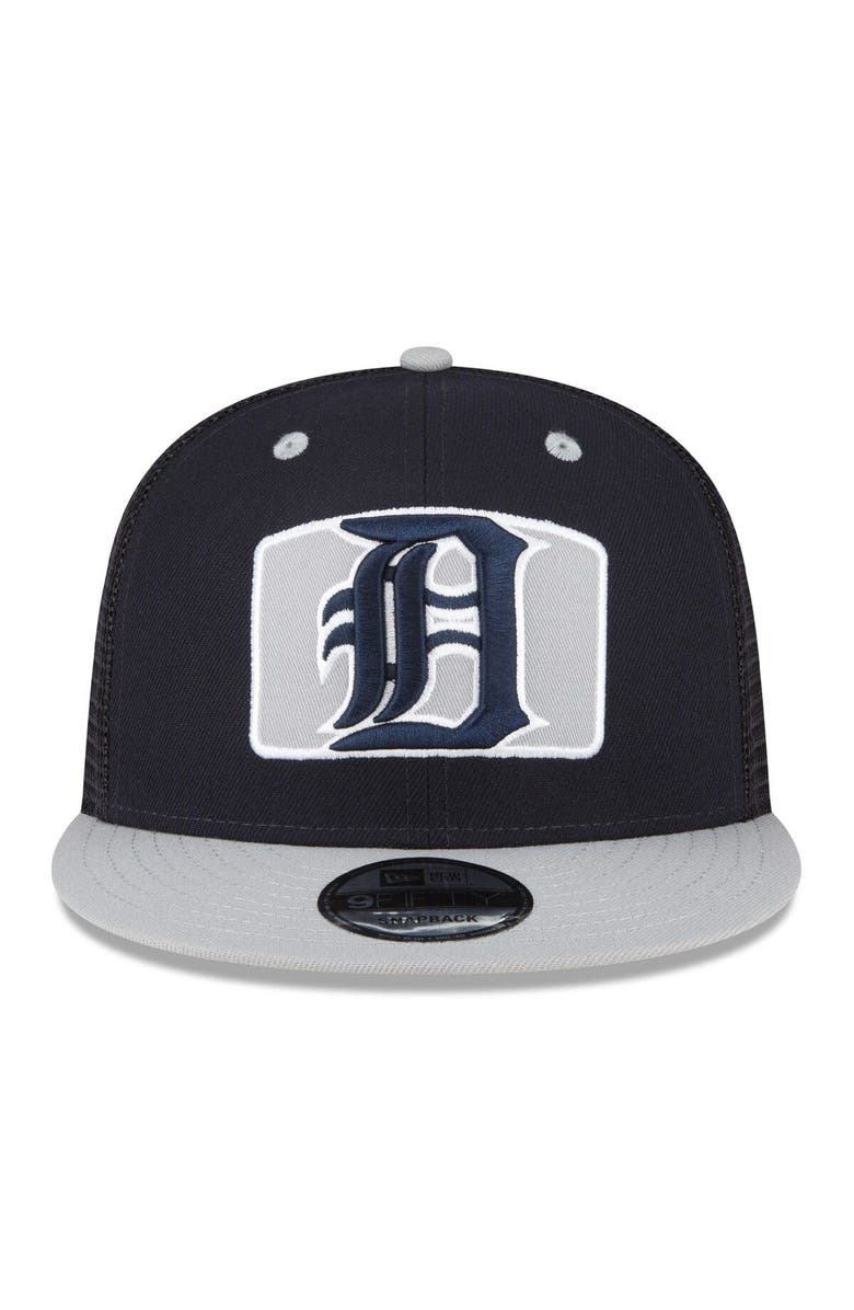 New Era Men's New Era Navy/Gray Detroit Tigers Logo Zoom Trucker 9FIFTY Snapback Hat, Alternate, color,