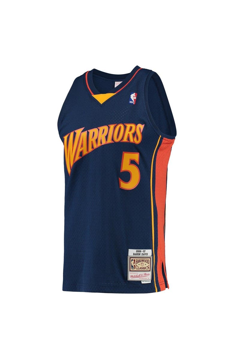 Mitchell & Ness Men's Mitchell & Ness Baron Davis Navy Golden State Warriors 2006/07 Hardwood Classics Swingman Jersey, Alternate, color, 
