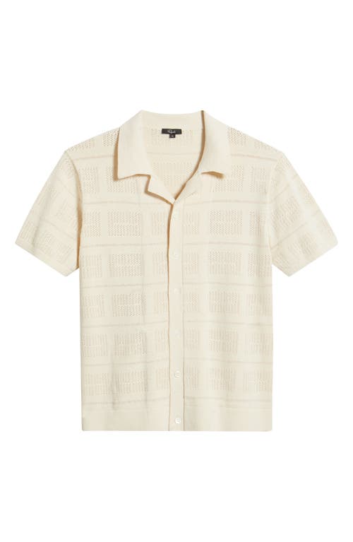 Rails Yates Pointelle Short Sleeve Cotton & Linen Knit Button-up Shirt In White
