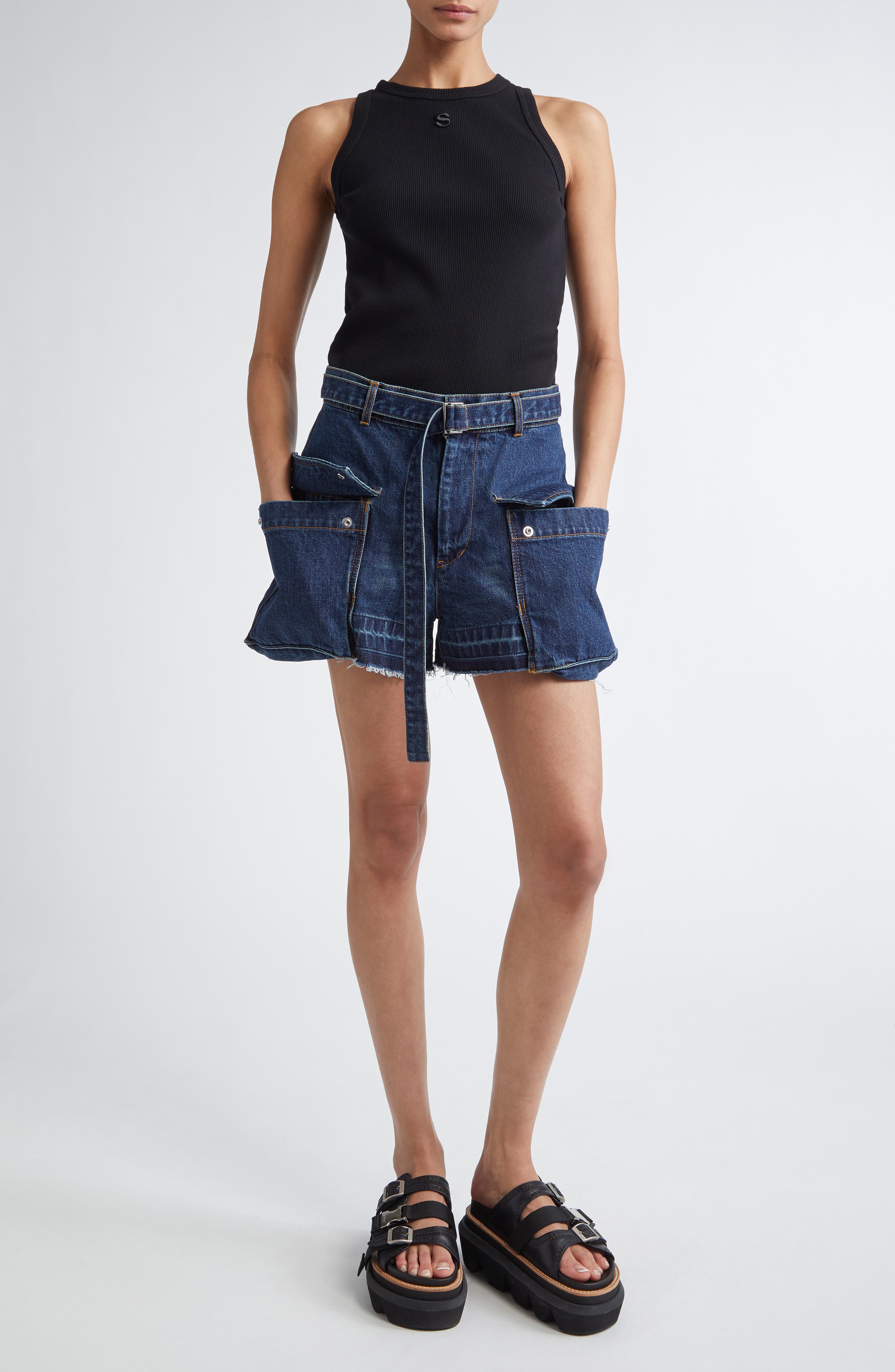 Sacai Embroidered Logo Rib Tank (Women) | Nordstrom