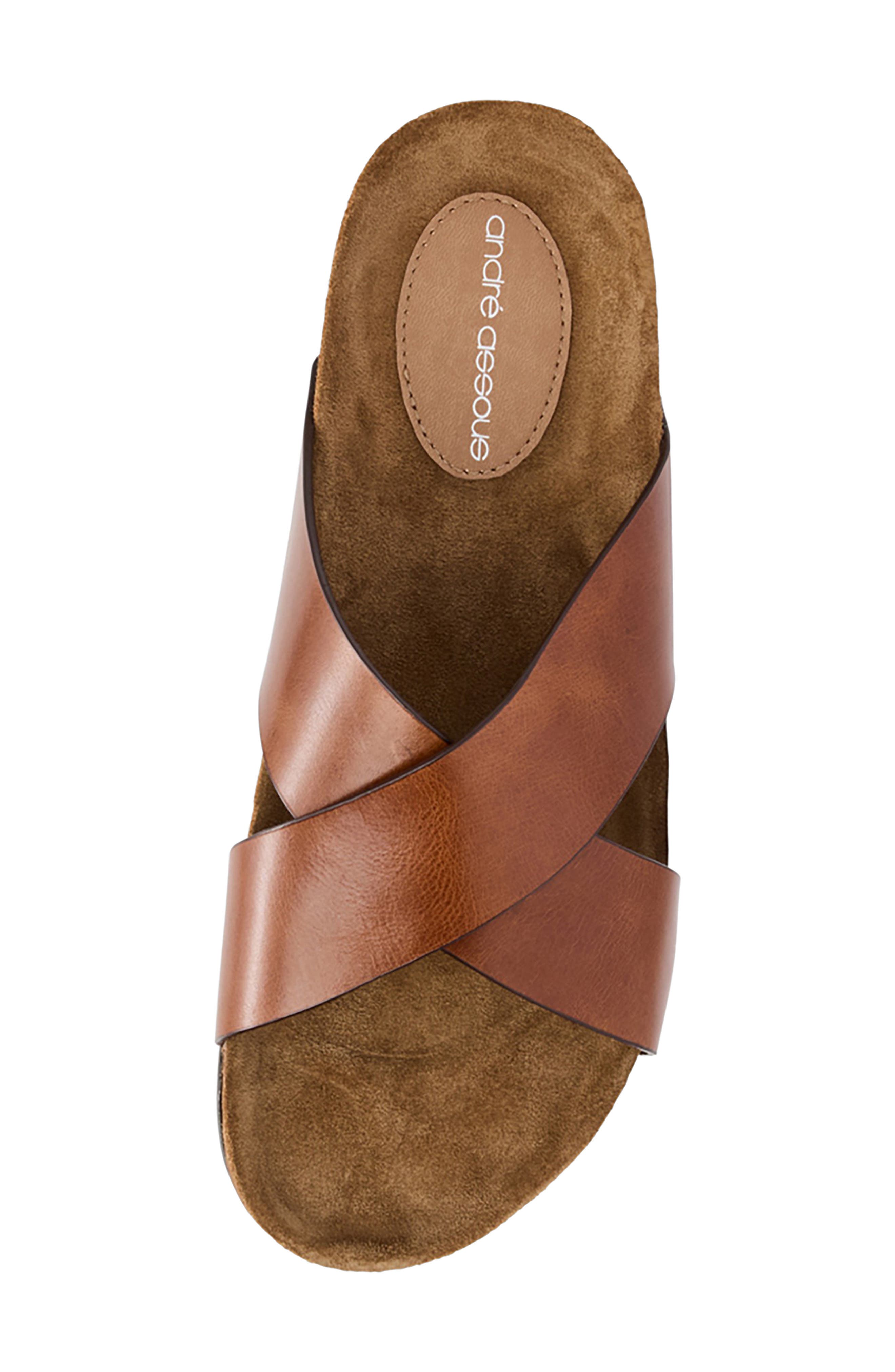 André Assous Max Slide Sandal, Alternate, color, Cognac Leather