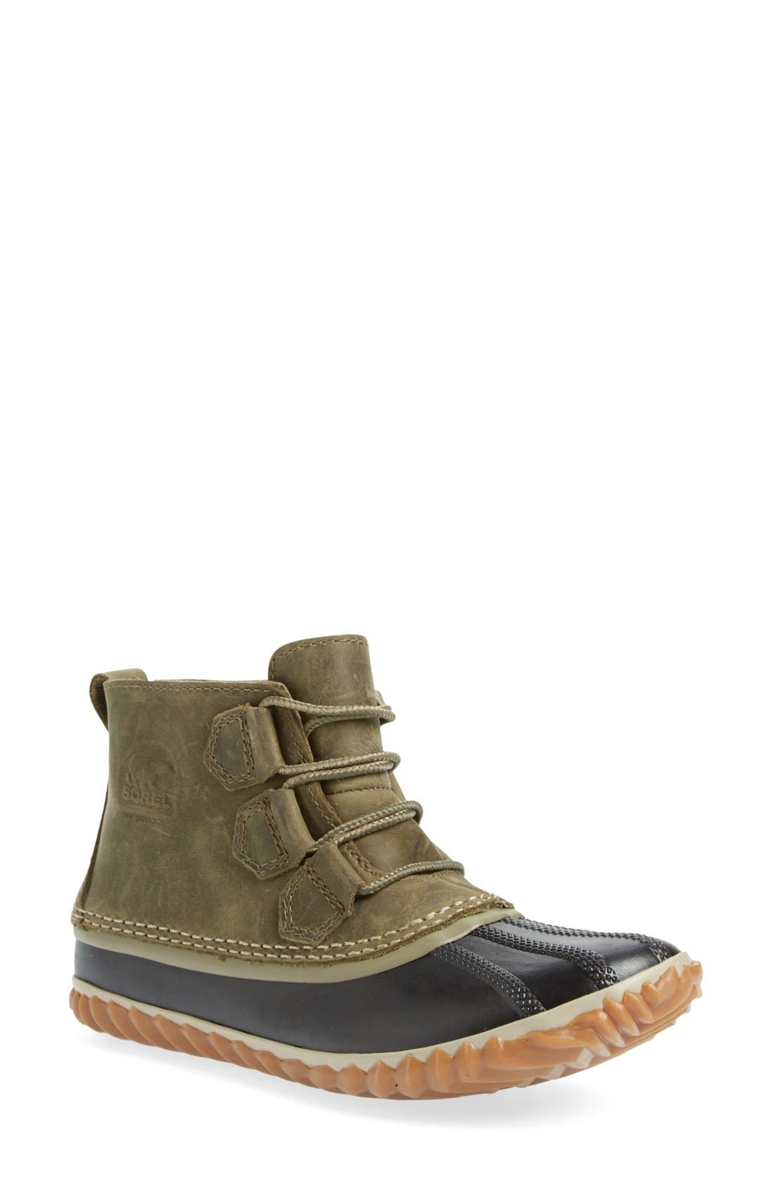 'Out N About' Leather Boot, Main, color, SAGE/ BLACK