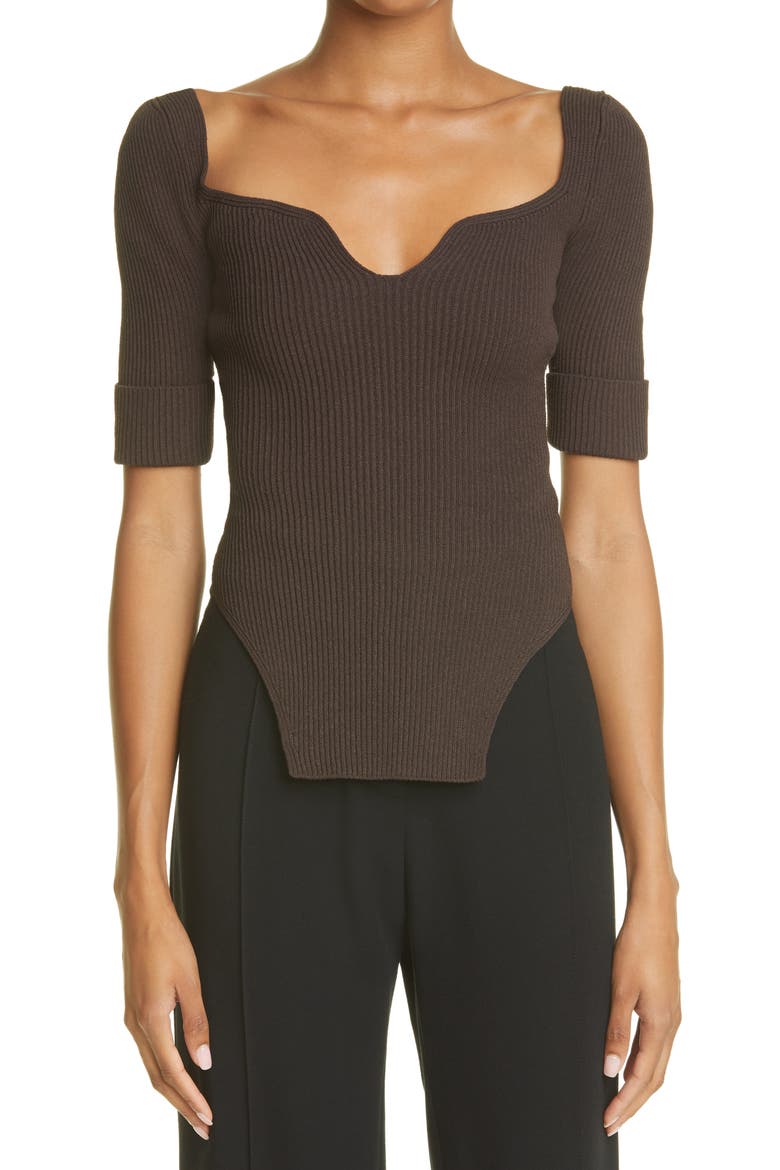 Ista Ribbed Bustier Sweater, Main, color, SIENNA