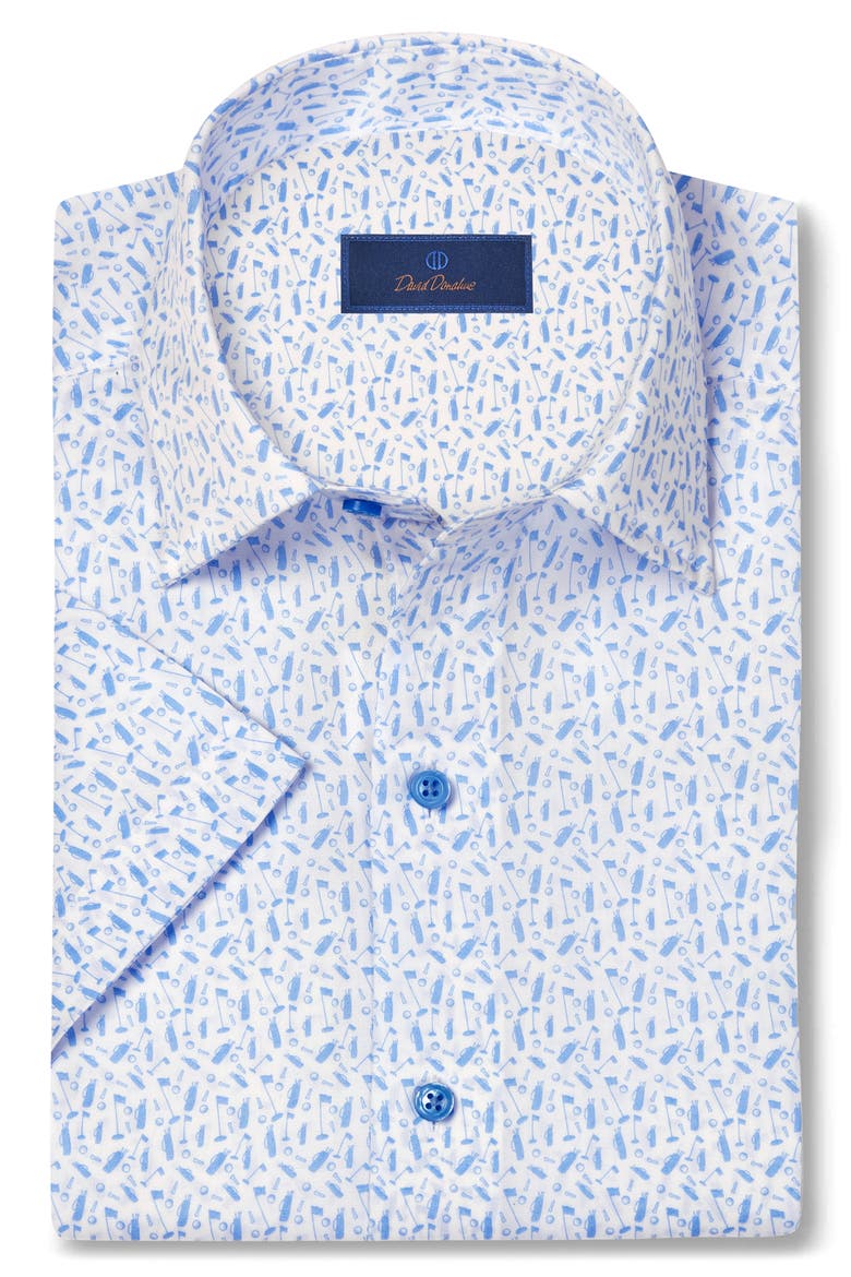 Classic Fit Golf Print Short Sleeve Button-Up Shirt, Alternate, color, WHITE/ SKY