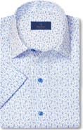 David Donahue Classic Fit Golf Print Short Sleeve Button-Up Shirt
