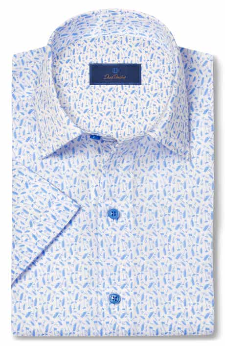 David Donahue Classic Fit Golf Print Short Sleeve Button-Up Shirt