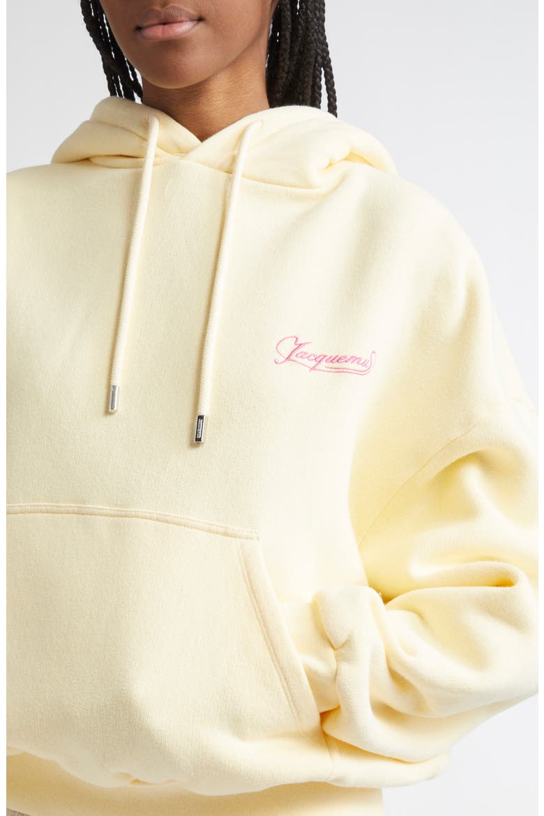 Le Hoodie Corto Embroidered Cotton Fleece Hoodie, Alternate, color, UNI CLUB BEIGE