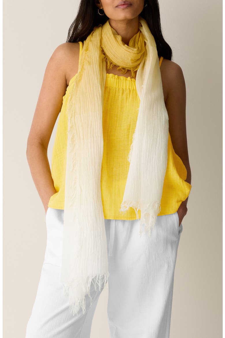 Watercolor Organic Cotton Blend Gauze Scarf, Main, color, SOLEIL