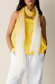 Eileen Fisher Watercolor Organic Cotton Blend Gauze Scarf