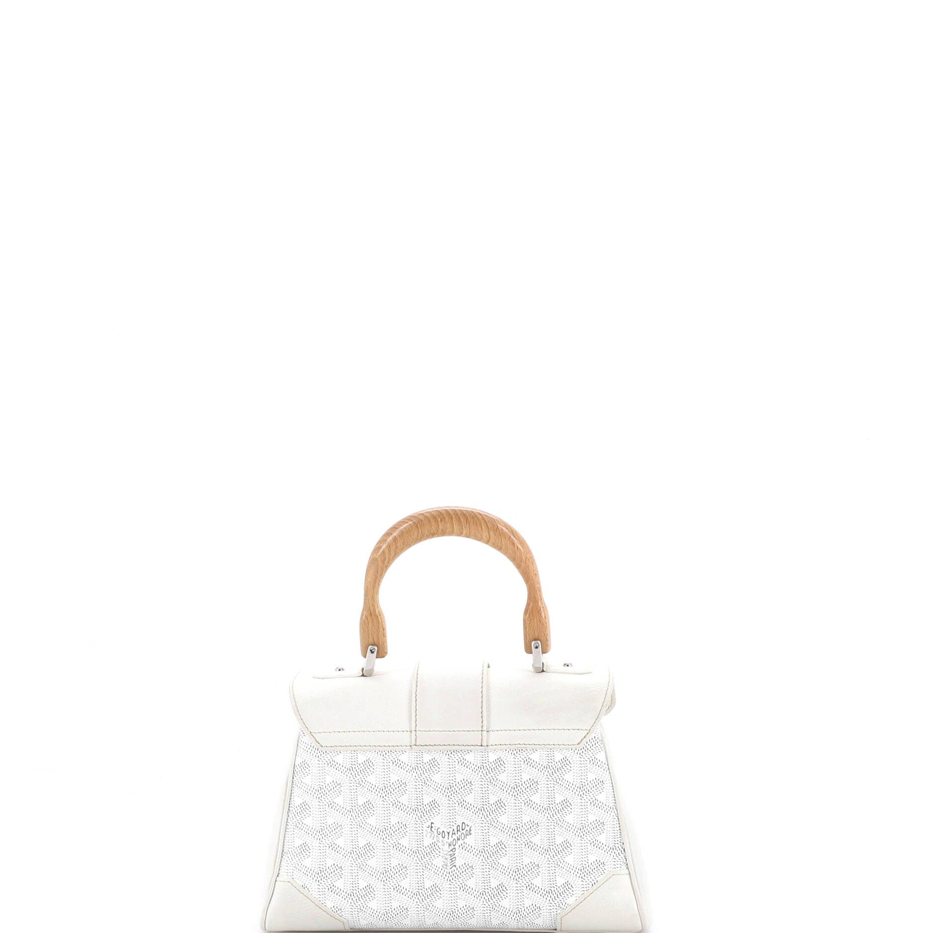 Pre-Owned Goyard Saigon Top Handle Bag Coated Canvas with Leather Mini, Alternate, color, White