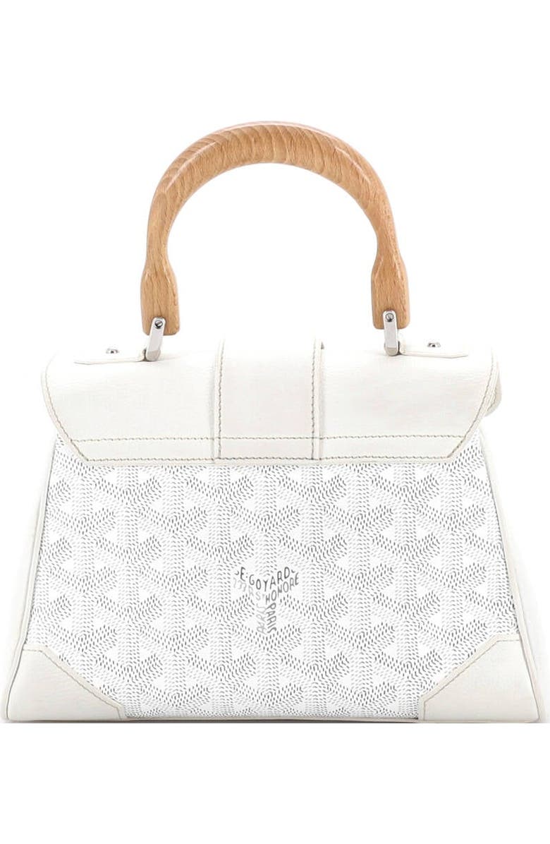 Pre-Owned Goyard Saigon Top Handle Bag Coated Canvas with Leather Mini, Alternate, color, White