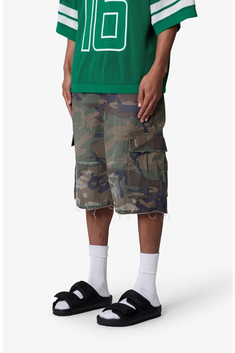 Baggy Distressed Cargo Shorts, Alternate, color, WASHED CAMO