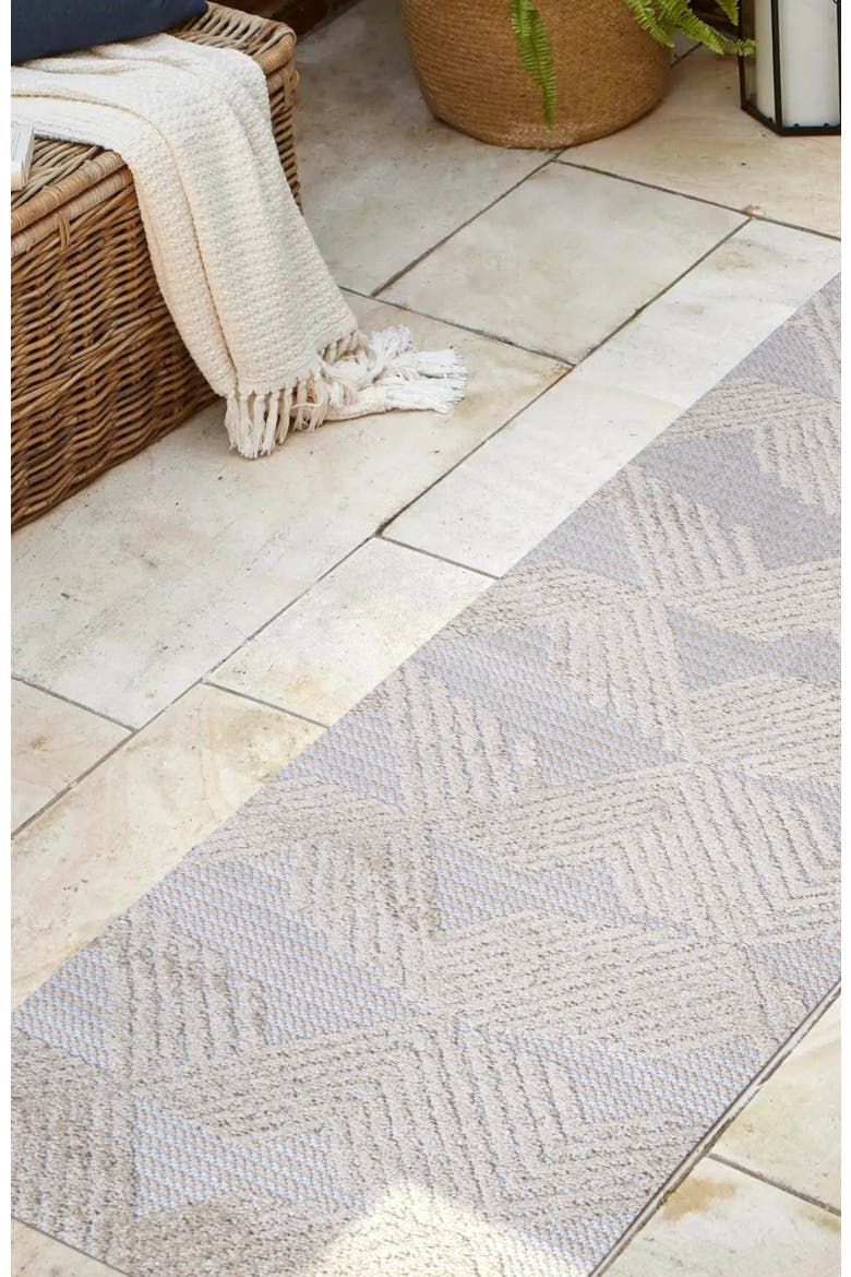 Jazz High-Low Pile Art Deco Geometric Indoor/Outdoor Area Rug, Alternate, color, Beige