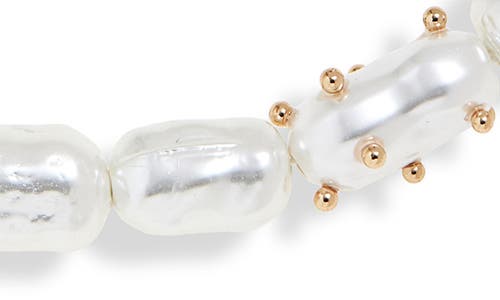 Open Edit Mixed Imitation Pearl Necklace In White- Gold