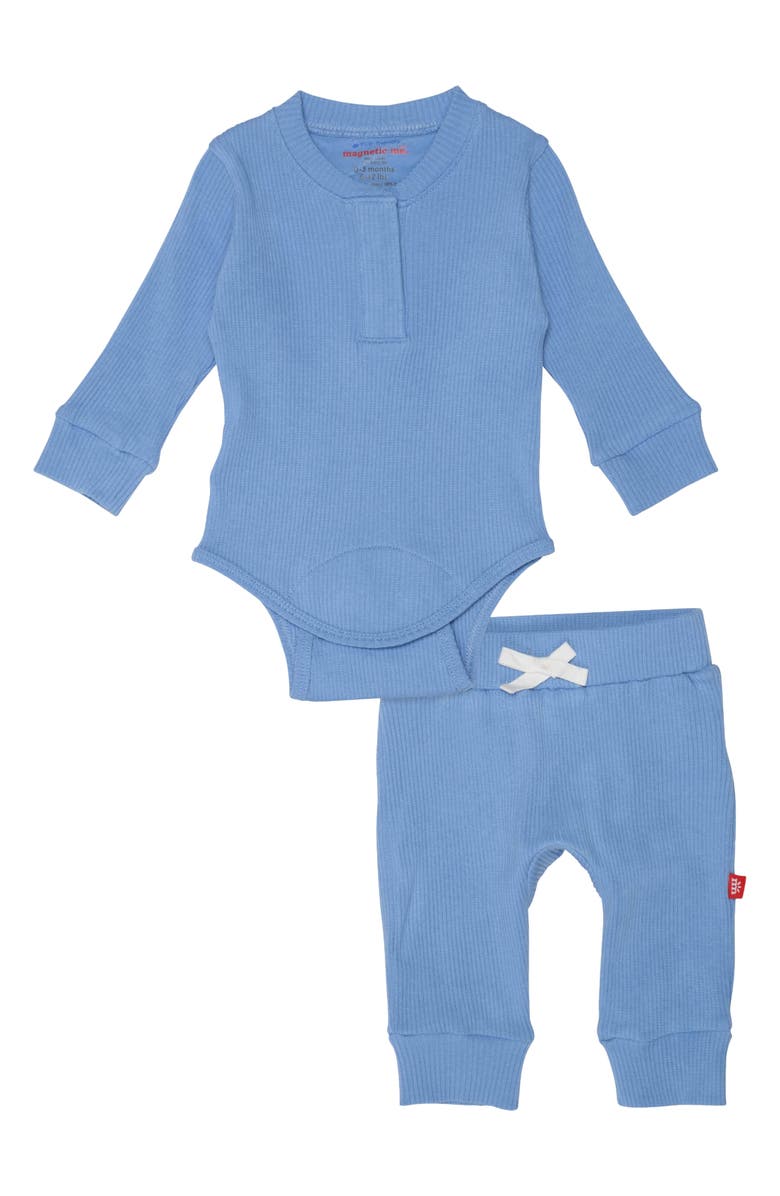 Magnetic Me Blue Skies Long Sleeve Magnetic Bodysuit & Pants Set, Main, color, 