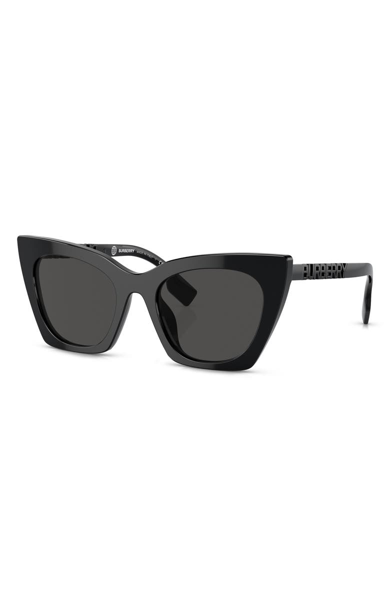 Burberry 52mm Cat Eye Sunglasses, Alternate, color, Black/ Black