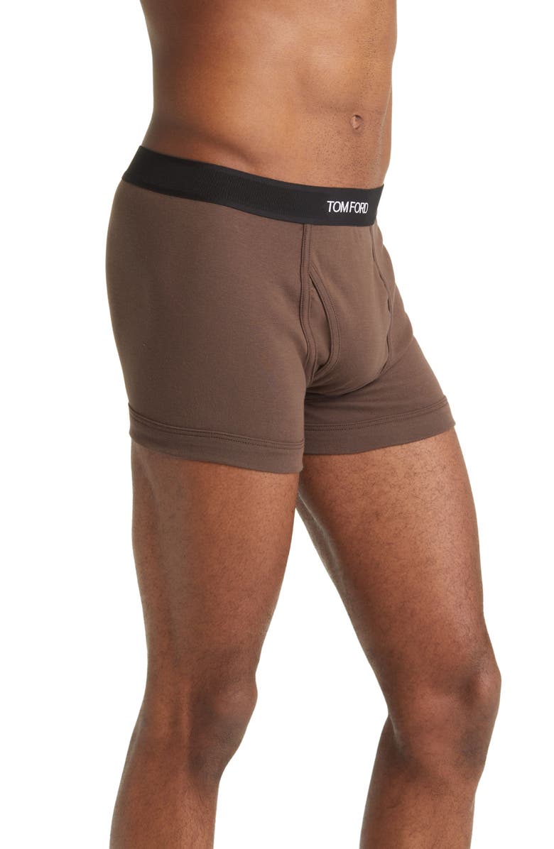 TOM FORD Cotton Stretch Jersey Boxer Briefs, Alternate, color, Dark Brown