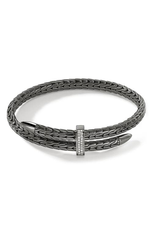 John Hardy Spear Flex Cuff, Diamonds In Dark Sterling Silver