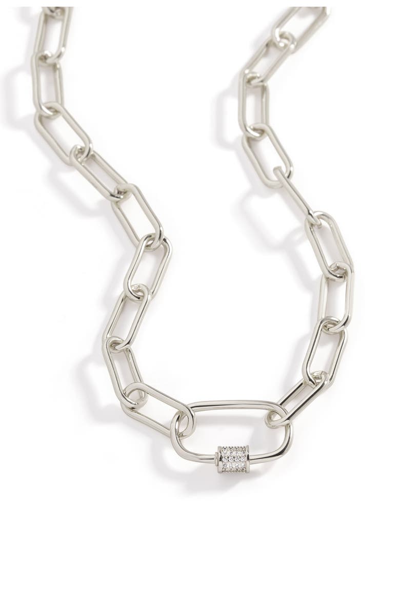 Mint & Lily Link Chain Necklace with Pave Carabiner Clasp, Main, color, Silver
