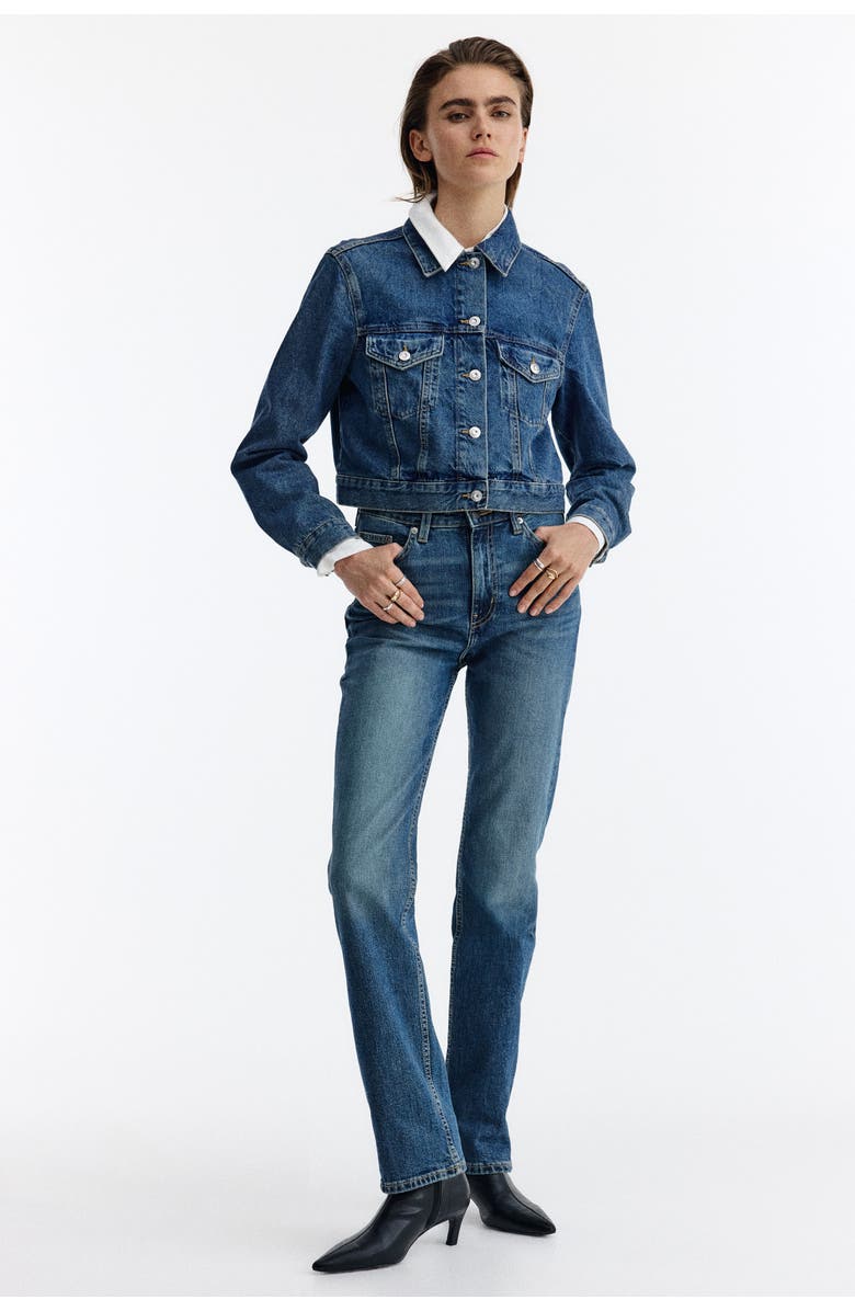 H&M Slim straight high waist jeans, Main, color, Denim Blue