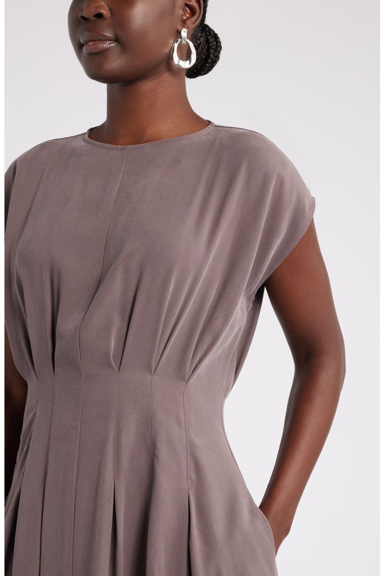 Pleated A-Line Dress, Alternate, color, GREY PLUM