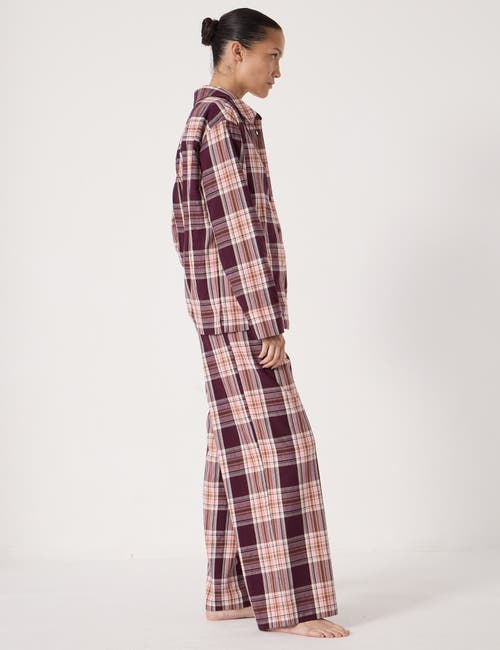 Hush Cotton Check Print Pajamas In Pink