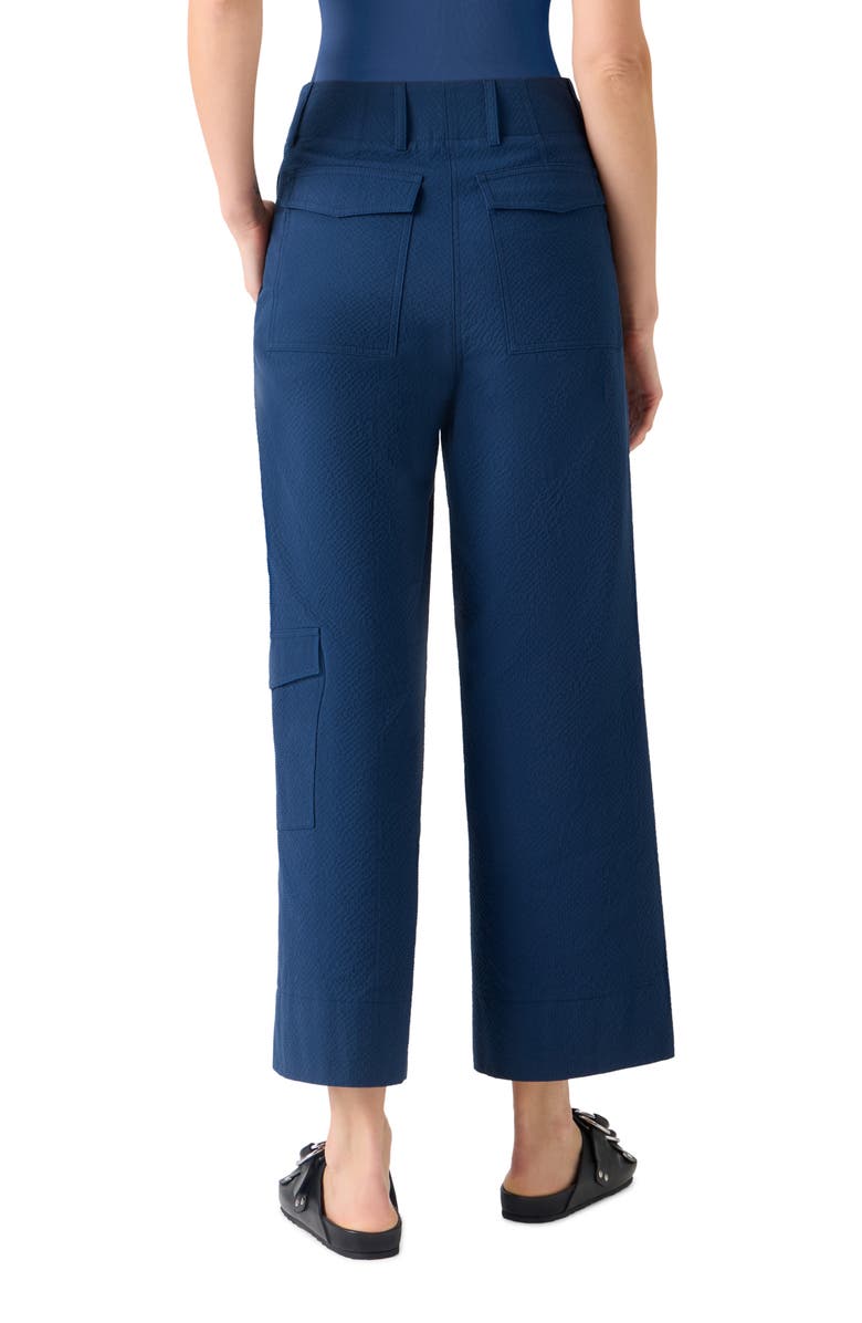 Akris punto Cliff Cotton Stretch Seersucker Cargo Ankle Pants, Alternate, color, Dark Blue