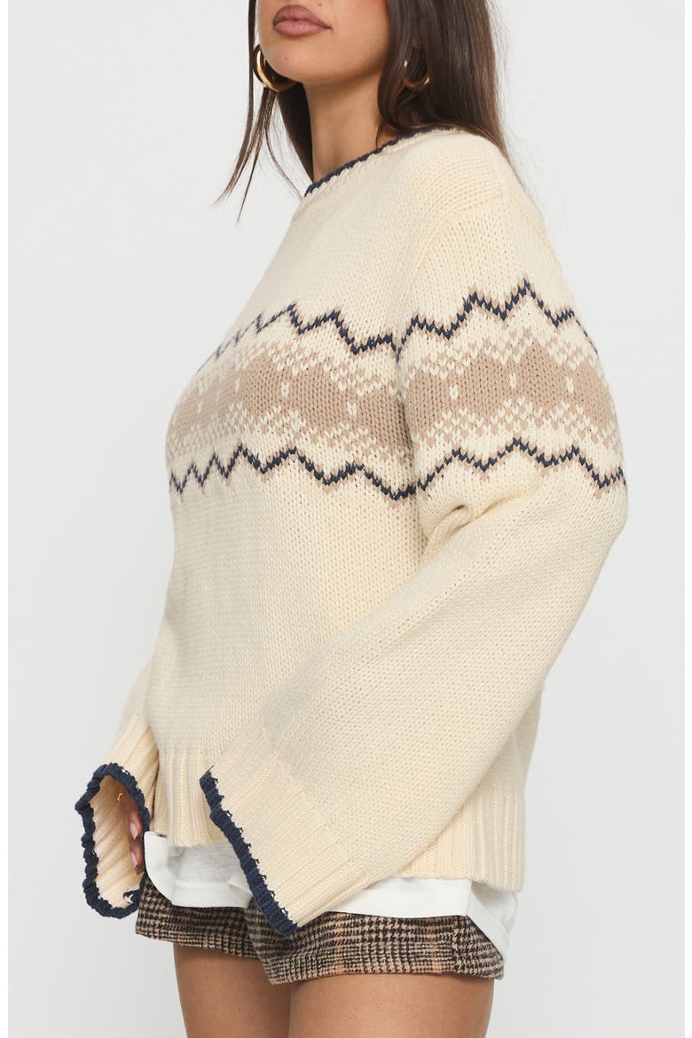 Madalynn Oversize Cotton Blend Jacquard Sweater, Alternate, color, BEIGE