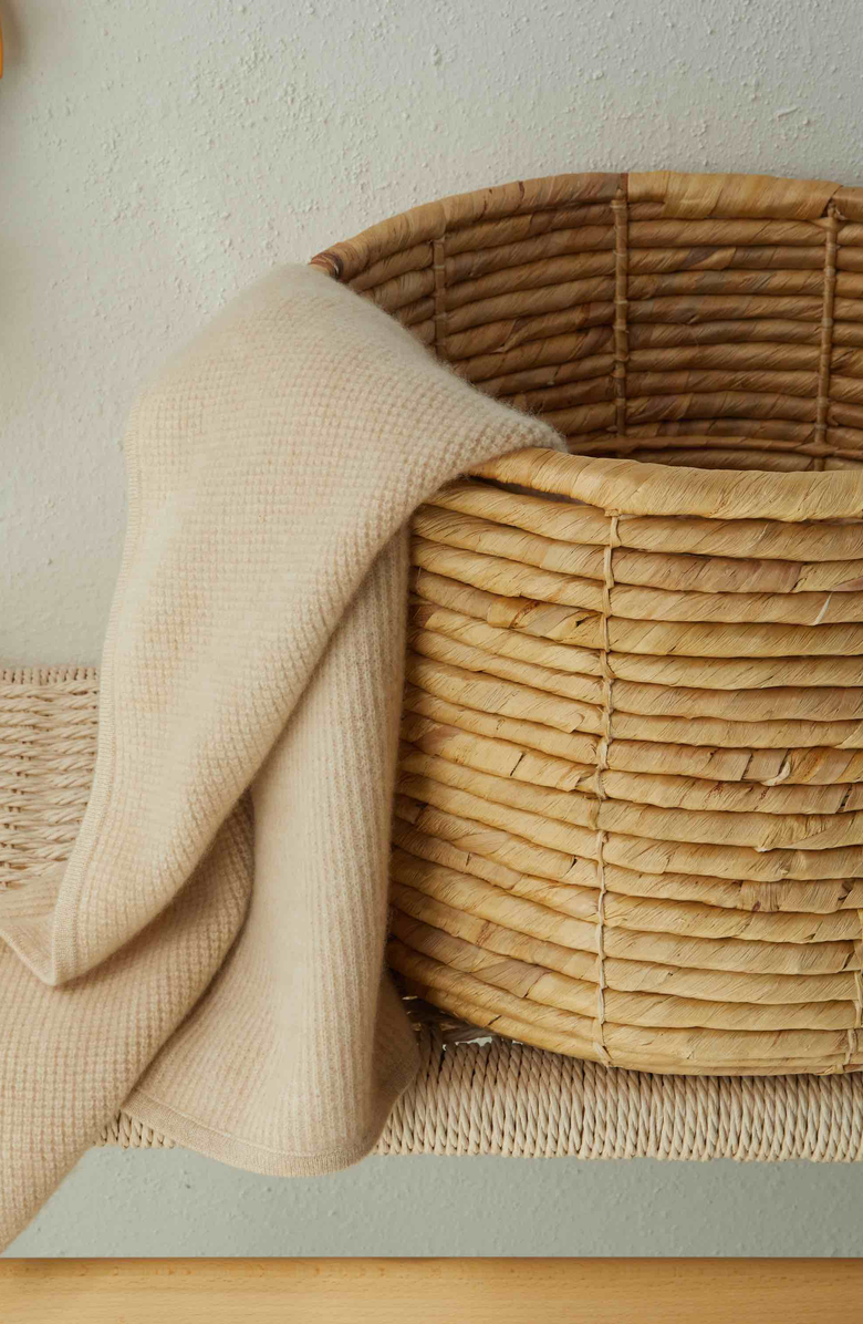 Italic Cassie Cashmere Waffle Knit Baby Blanket, Alternate, color, Soft Camel