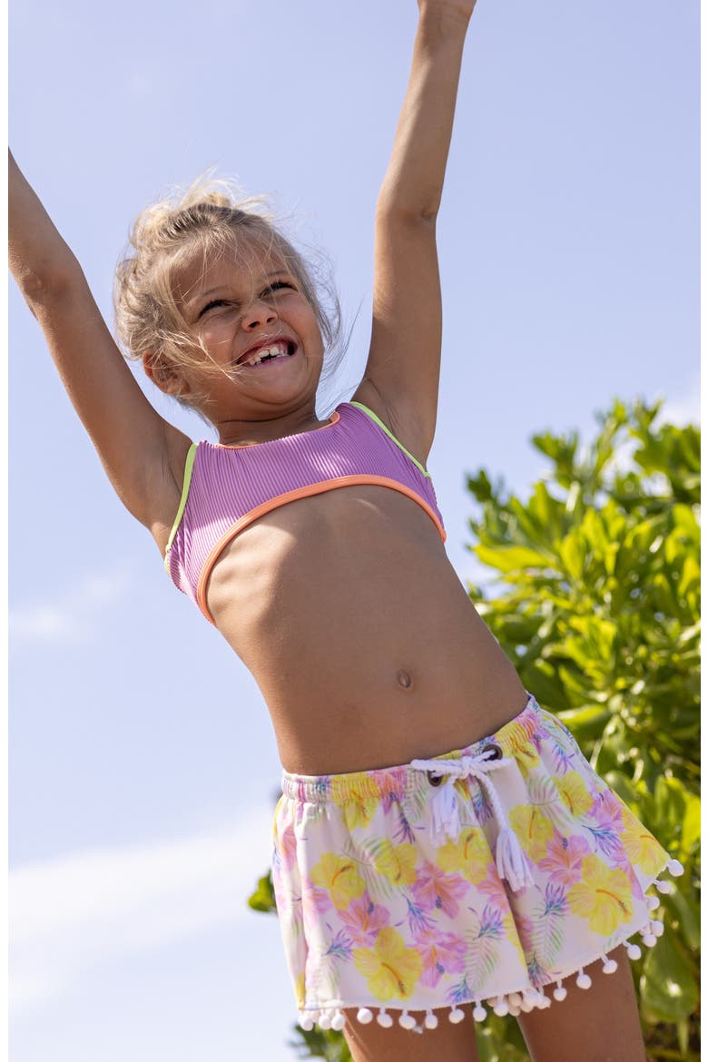 Kids' Vacay Pop Crop UPF 50+ Two-Piece Swimsuit, Alternate, color, LILAC