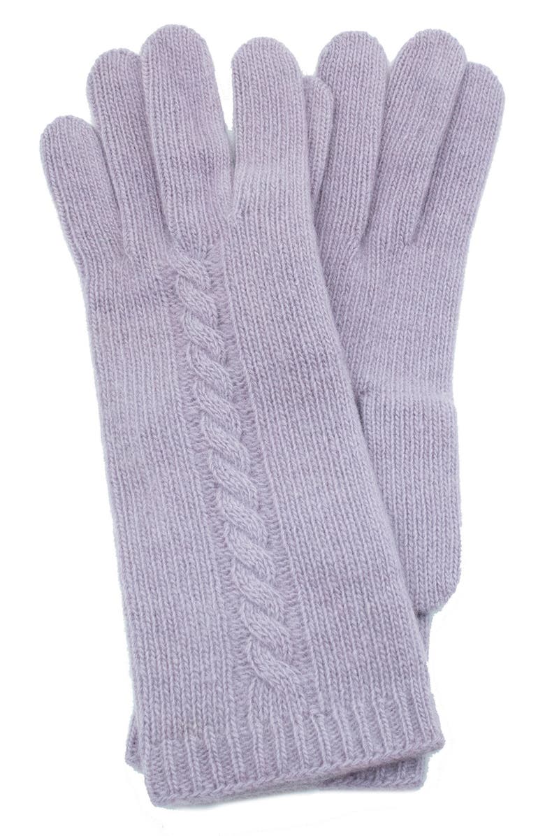 Portolano Cable Knit Cashmere Gloves, Main, color, Light Purple