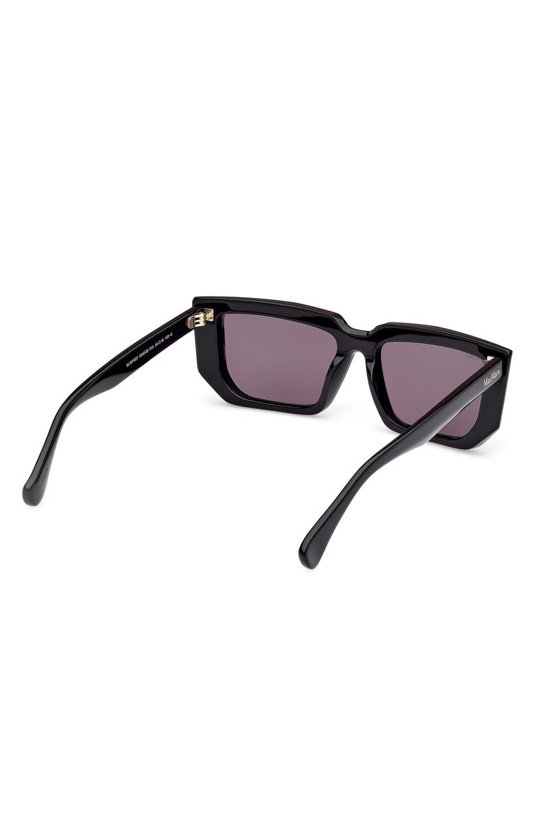Max Mara 54mm Rectangular Sunglasses, Alternate, color, Shiny Black / Smoke Lenses