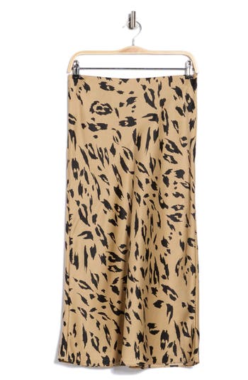 Nordstrom Rack Textured Satin Midi Skirt In Brown