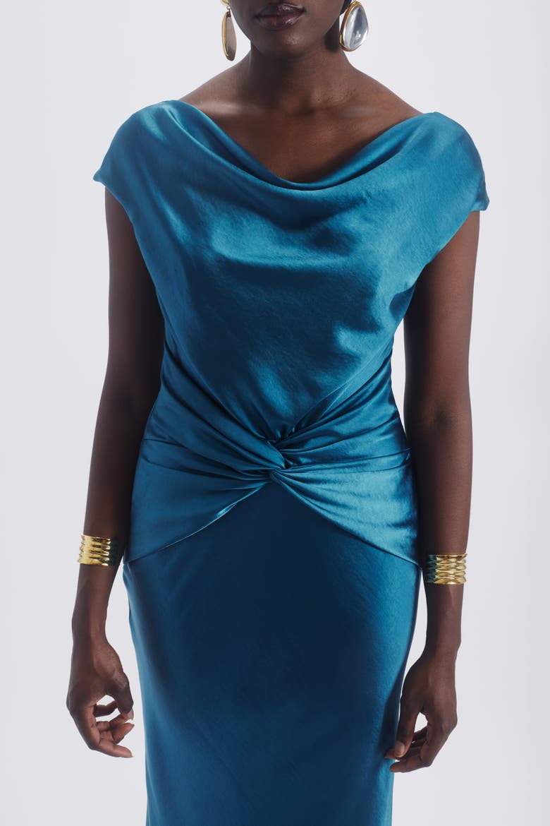 Cowl Twist Knot Dress, Alternate, color, Ocean