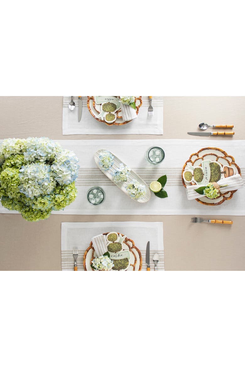 Linen Table Runner - Farmhouse, Alternate, color, Natural and White