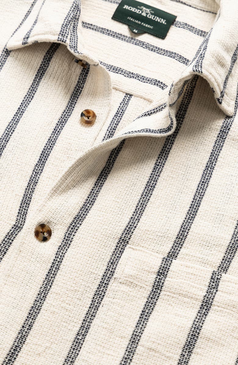 Rodd & Gunn Melford Stripe Short Sleeve Cotton Blend Button-Up Shirt, Alternate, color, Ink