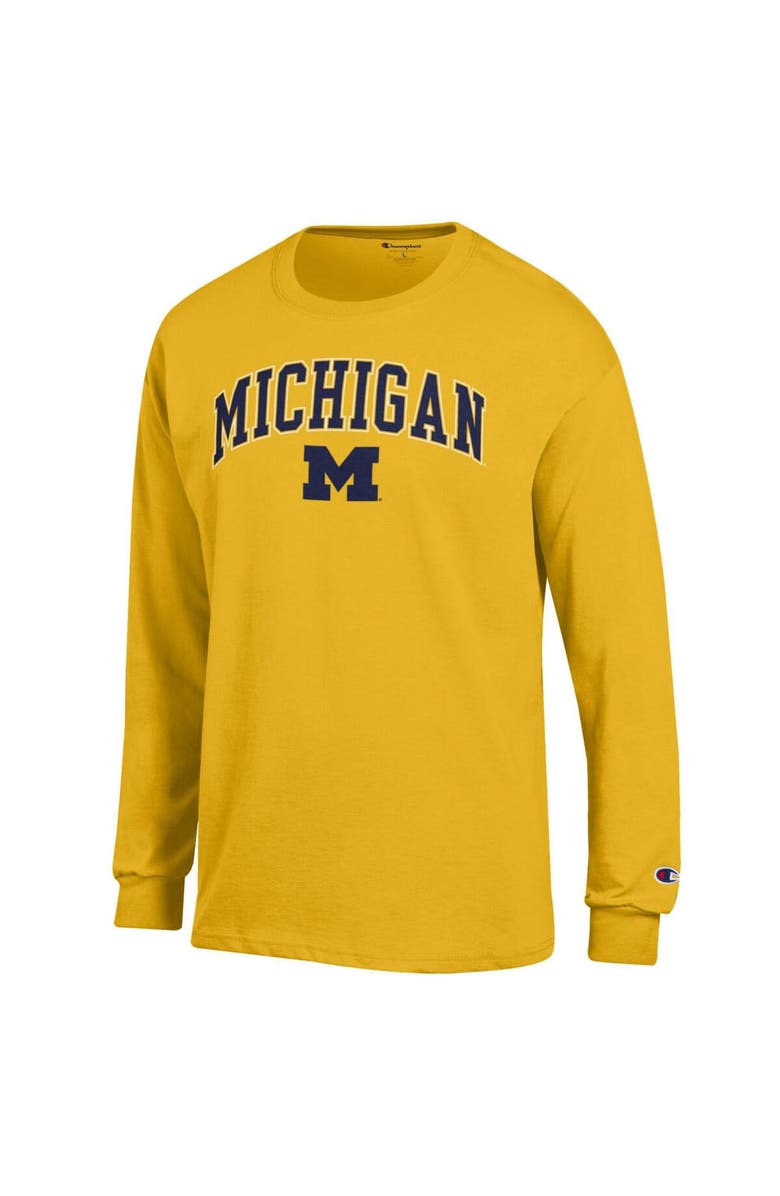 Champion Men's Champion  Maize Michigan Wolverines Arch Over Logo Long Sleeve T-Shirt, Alternate, color, Maize