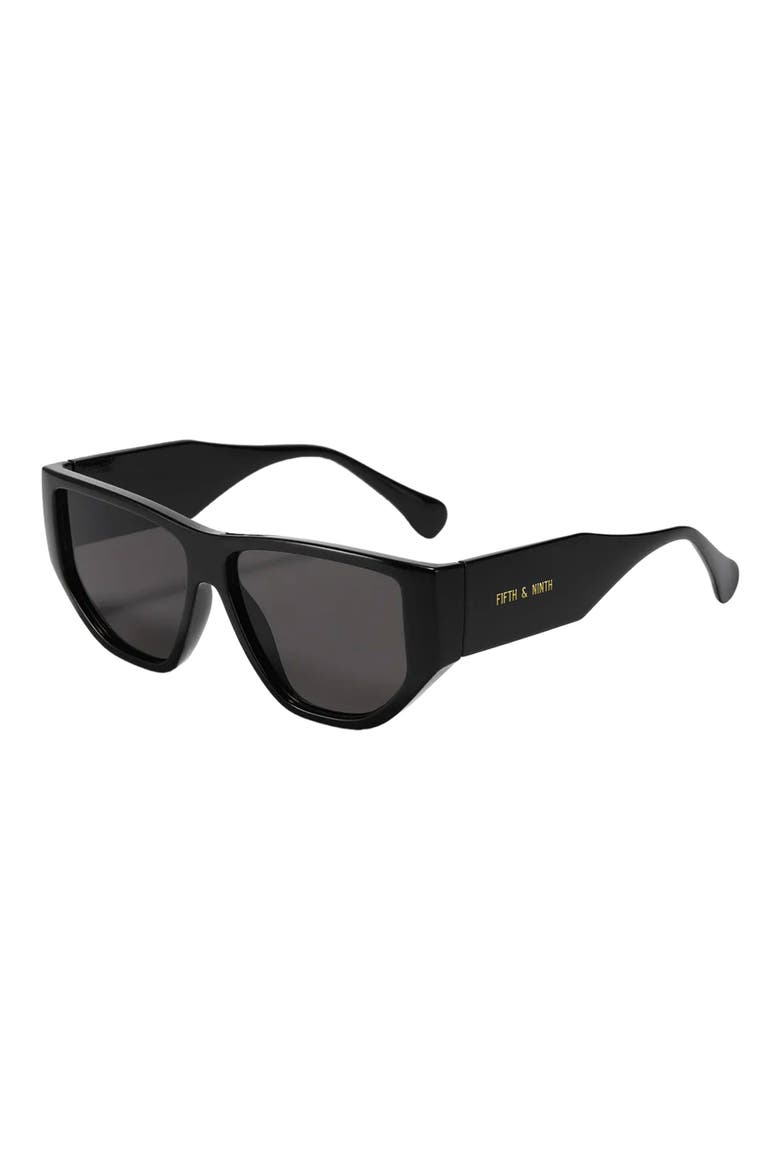 Ash 56mm Polarized Geometric Sunglasses, Alternate, color, BLACK/ BLACK
