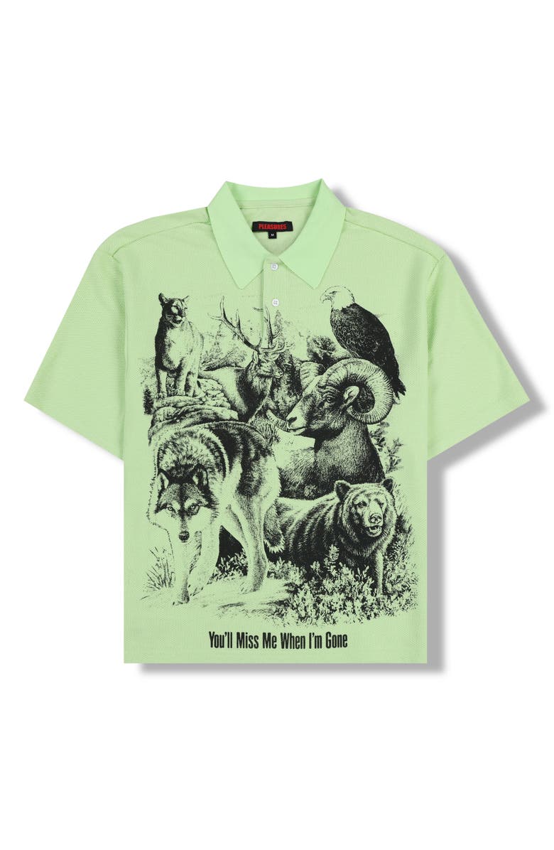 PLEASURES Revival Boxy Graphic Polo, Alternate, color, Mint