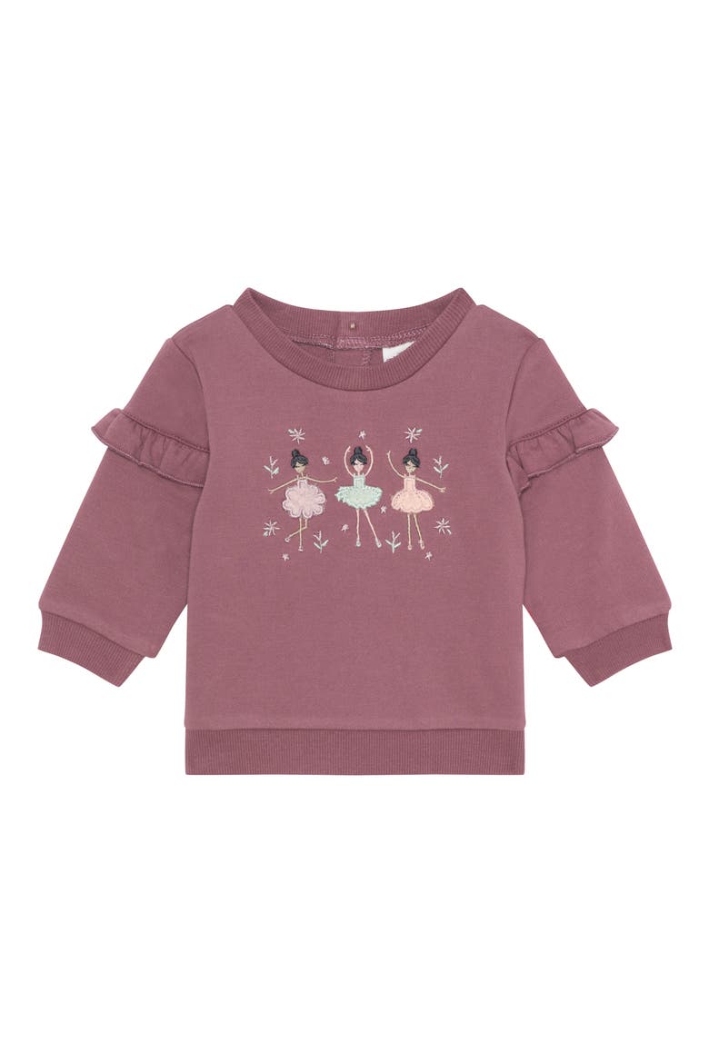 Appliqué Ruffle Sweatshirt, Joggers, Socks & Headband Set, Alternate, color, PUR-BALLET