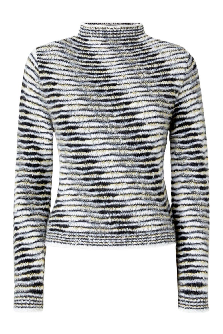 Mock Neck Sweater With Flame Pattern, Alternate, color, Black & Grey