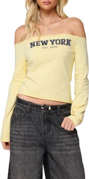 EDIKTED New York Babe Off the Shoulder Top