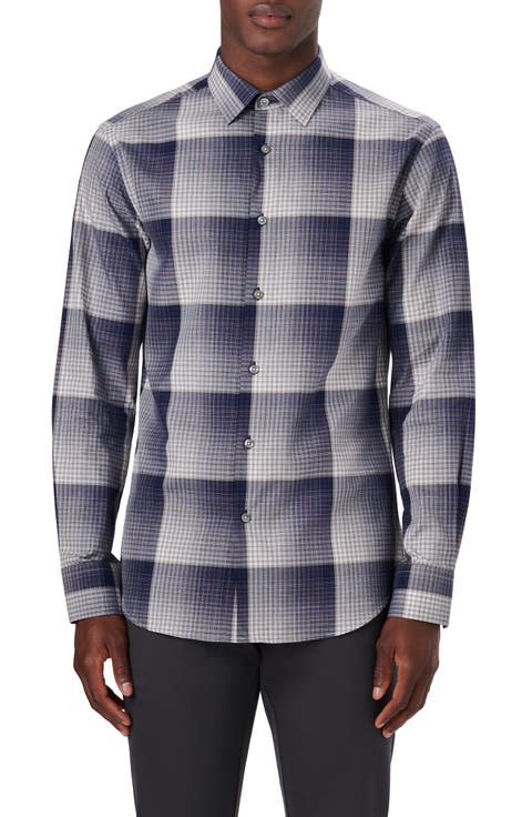 Julian Classic Fit Check Print Cotton Button-Up Shirt