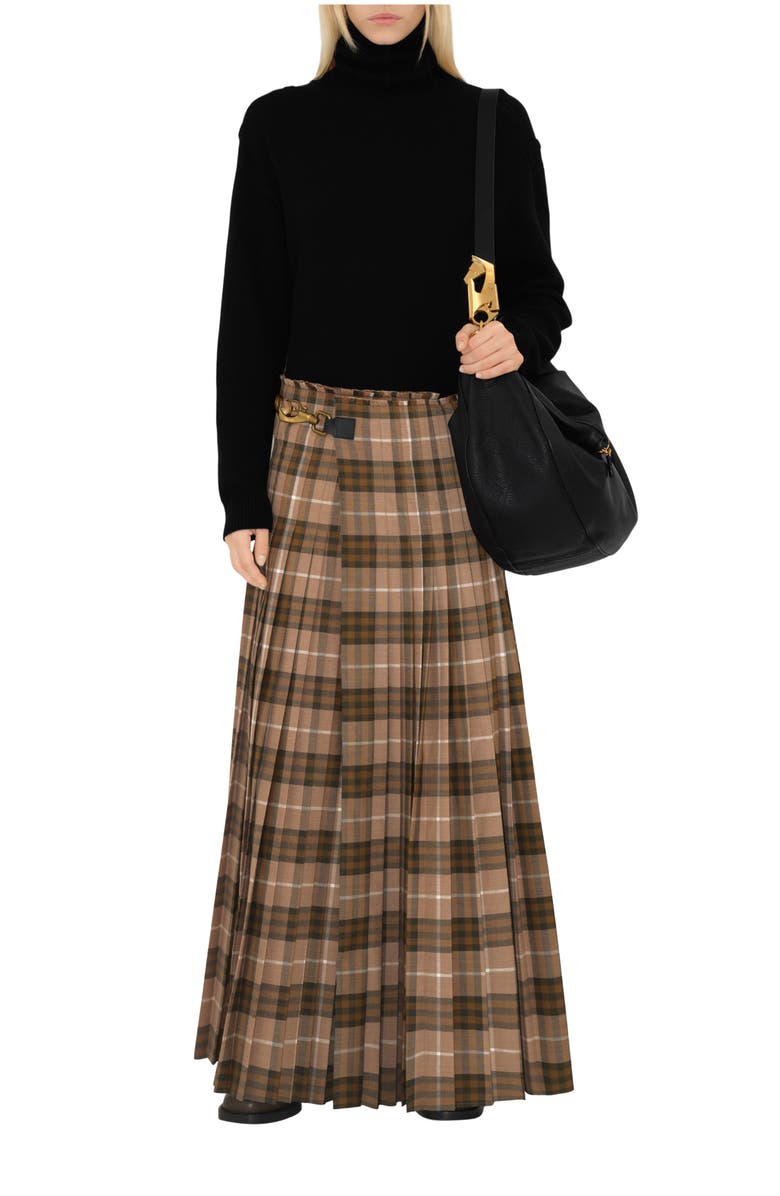 Burberry Check Wool Blend Maxi Kilt, Main, color, 